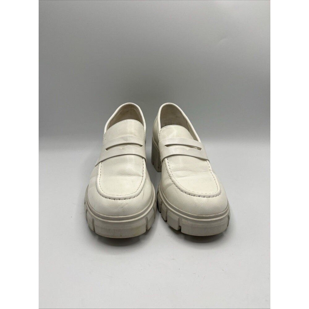 Athlefit Women's Platform Loafers Size 8 White Penny Chunky New Comfort Fit